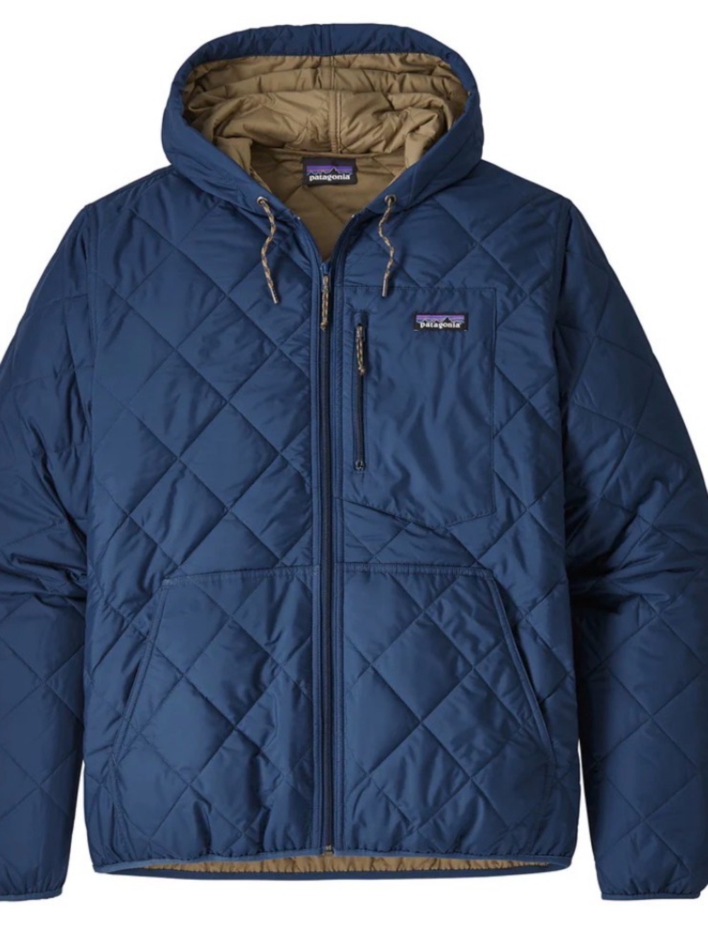 Patagonia Men's Diamond Quilted Bomber Hoody in Stone Blue